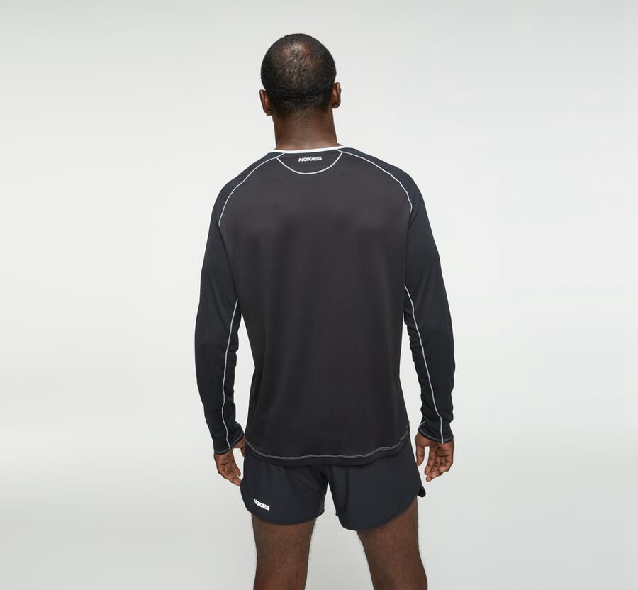 Tops Mens - Hoka One One Performance Long Sleeve - Blue/Black - SHMQABF-35